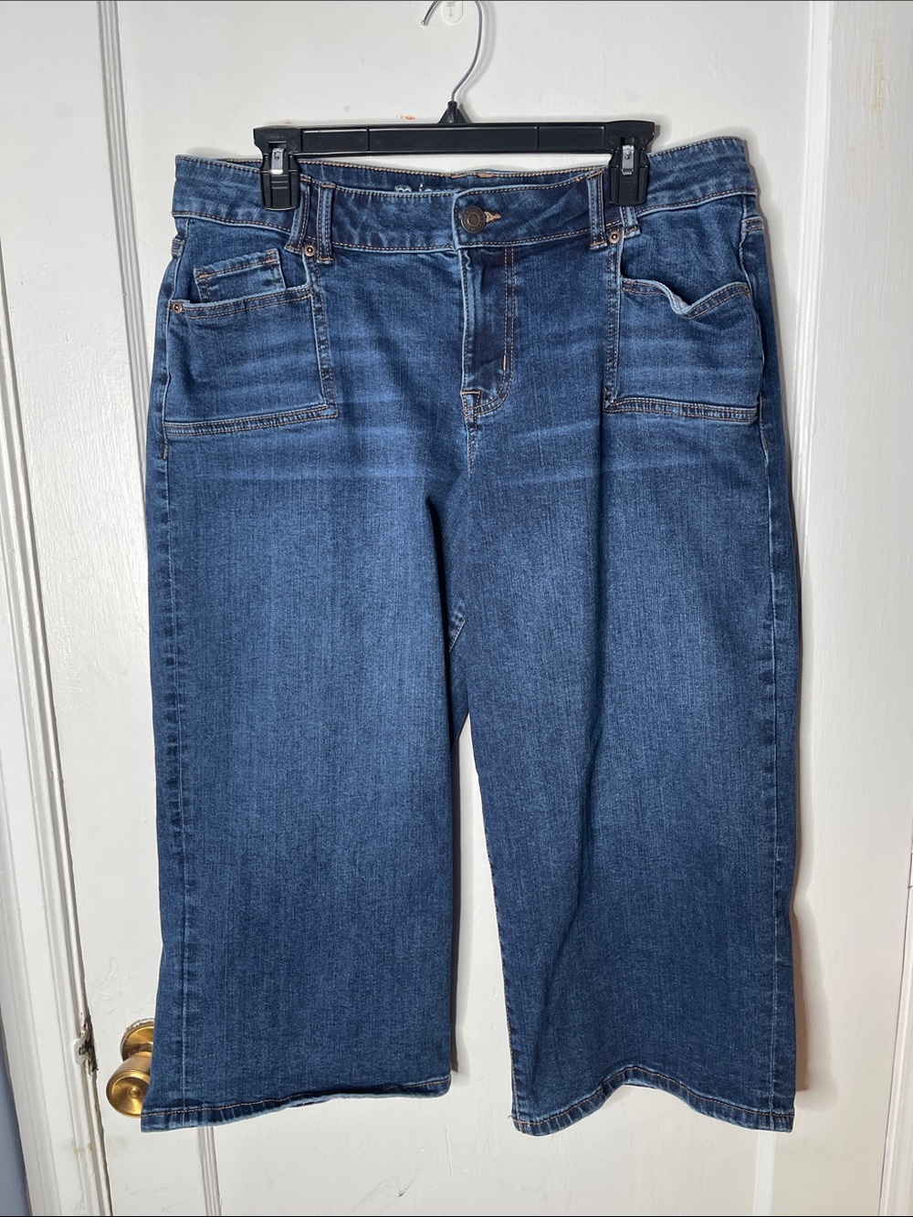 Maurice’s 16 Mid Rise Jeans Wide Leg Cropped Crop Denim Stretch Women’s Plus